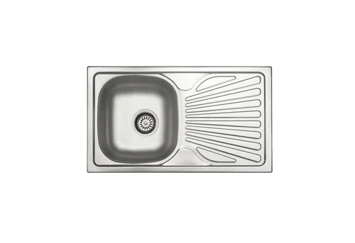 Einbauspüle Napoli D421S mit Siebkorb reversibel 860 x 435 mm - Edelstahl Einbauspüle für die Küche, reversibel und platzsparend, ideal für moderne Küchen mit begrenztem Raum.