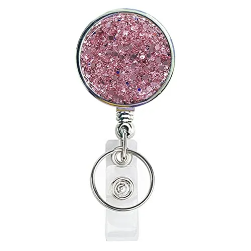 Einziehbarer Ausweishalter, leichter Kunststoff-Ausweishalter, einziehbarer Kartenhalter mit Gürtelclip für Krankenschwester,Lehrer, Studenten(1 Pack Pink)