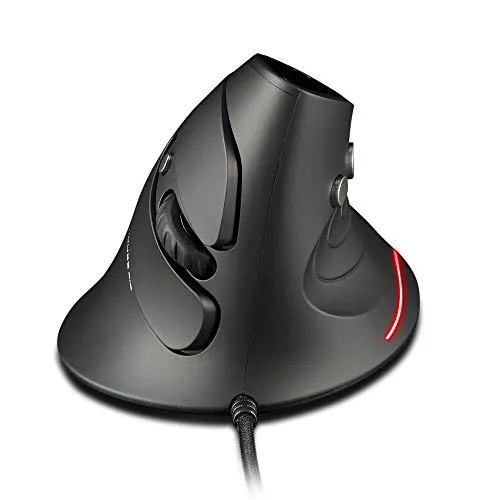 zelotes Ergonomische Maus, kabelgebunden, 3200 DPI, 6 Tasten, abnehmbare Handgelenkauflage, LED, vertikale Maus, USB, für PC, Laptop, Mac, Schwarz