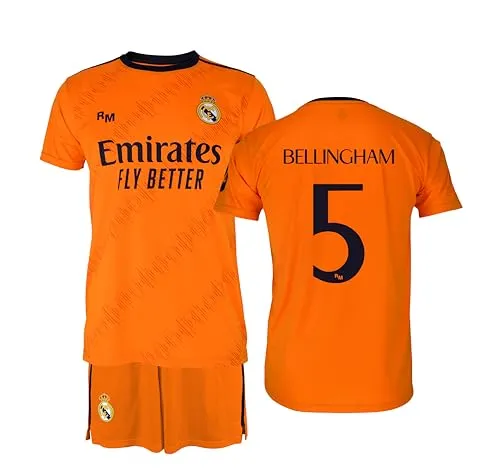 Real Madrid Bellingham, zweites Team Trikot und Hose, Saison 24/25, für Kinder ab 6 Jahren, offizielles Lizenzprodukt, weiß, 6 Jahre