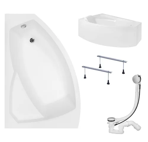 KOLMAN Eckbadewanne Rima 170x110 (Links/Rechts) mit GRATIS Ablaufgarnitur und Füßen - Genießen Sie die elegante Acryl-Badewanne Rima, die mit ihrem modernen Design und langlebigen, pflegeleichten Materialien überzeugt. Ideal für entspannende Momente in Ihrem Badezimmer.