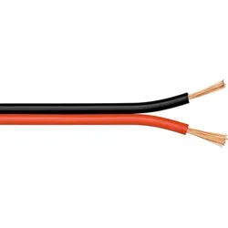 Goobay Lautsprecherkabel rot/schwarz CU, 10 m Rolle, Querschnitt 2 x 1,5 mm2 - Schwarz/Rot