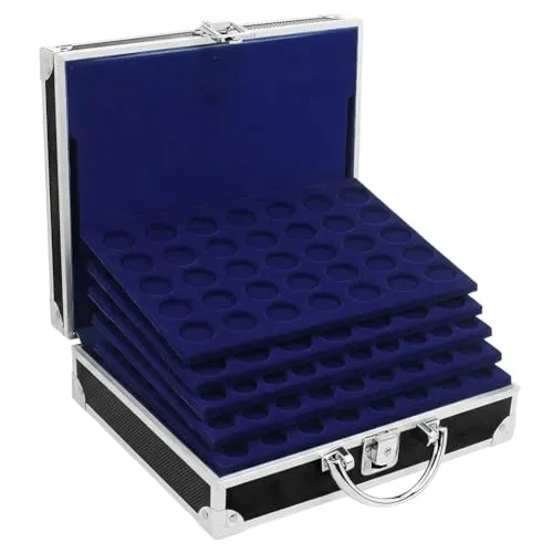 SAFE 9801 ALU Münzkoffer schwarz | inkl. 6 Tableaus für 200 Münzen Durchmesser 19, 22.5, 27, 33, 41 mm | Für 2 Euro Münzen, Gedenkmünzen UVM.