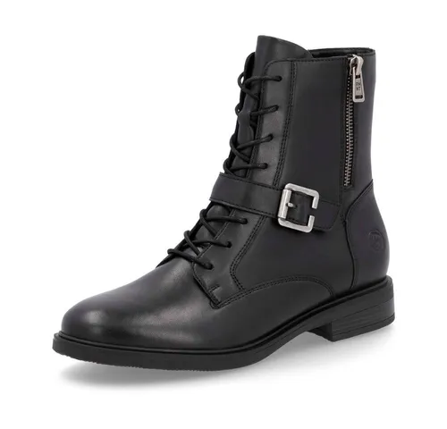Remonte Biker Boots - Nachtschwarz Glattleder - Wanderschuhe mit Zierschnalle und Reißverschluss, gepolsterte Einlegesohle für höchsten Komfort, ideal für stilvolle Outdoor-Abenteuer.