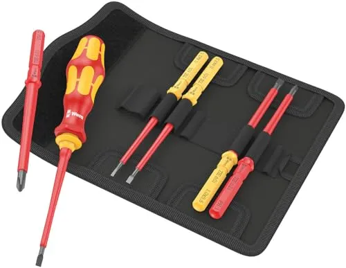 Wera Kraftform Kompakt VDE 7 Universal Elektriker Wechselklingen-Set - Schraubendreher-Set mit 7 VDE-Wechselklingen für sicheres Arbeiten an elektrischen Anlagen. Ideal für Elektriker und Handwerker.