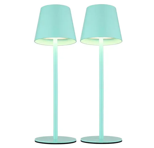 Moderne Akku Tischleuchte mit Touchdimmer in türkis von GLOBO LIGHTING