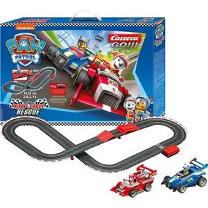 Carrera GO!!! Paw Patrol - Ready Race Rescue Rennbahn-Set, batteriebetrieben für stundenlangen Rennspaß mit beliebten Charakteren, ideal für Kinder ab 5 Jahren