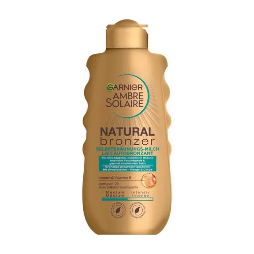 Garnier Selbstbräunungsmilch, Bronzer Lotion 200ml - Selbstbräuner für sofortige Bräune, ideal für einen natürlichen Teint ohne Sonne, perfekt für jeden Hauttyp.