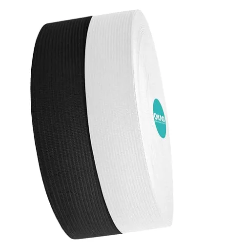 OKAEI 10 M Gummiband - Gummibänd nähen - Öko-Tex zertifiziertes - Leichtes Dehnen 10 mm Breit Gummiband - Ideal für DIY Nähen, Kleidung und Basteln - 5 M Schwarz und 5 M Weiß