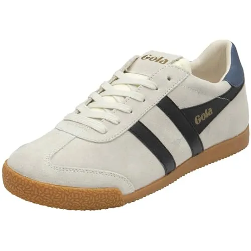 Gola Sneaker Elan 2025 - Offweiss/Schwarz/Mondlichtblau, Herren Größe 44 (US 11) - Hochwertiger Wildleder-Sneaker für Herren im 70er-Jahre Stil, mit traditioneller Gummisohle für optimalen Komfort und nostalgisches Flair.