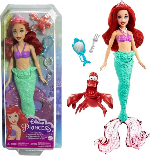 Ariel, die kleine Meerjungfrau Puppe mit Sebastian - Puppen, 28 cm große Arielle-Puppe mit Sebastian und zauberhaften Accessoires für kreative Abenteuer. Ideal für Kinder ab 3 Jahren!