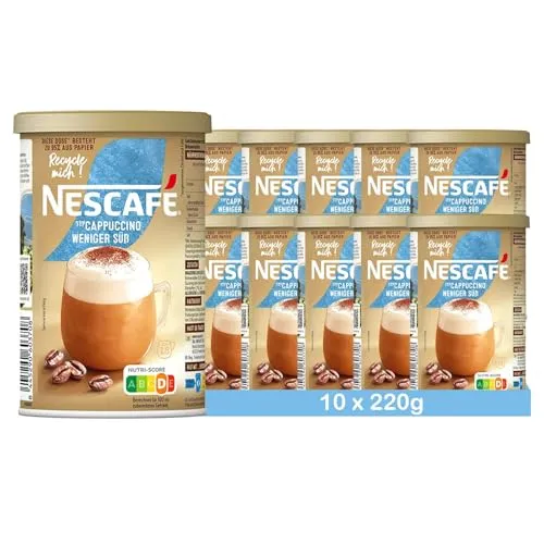 NESCAFÉ GOLD Typ Cappuccino Weniger Süß, Getränkepulver aus löslichem Bohnenkaffee, koffeinhaltig, 10er Pack (10 x 220g)
