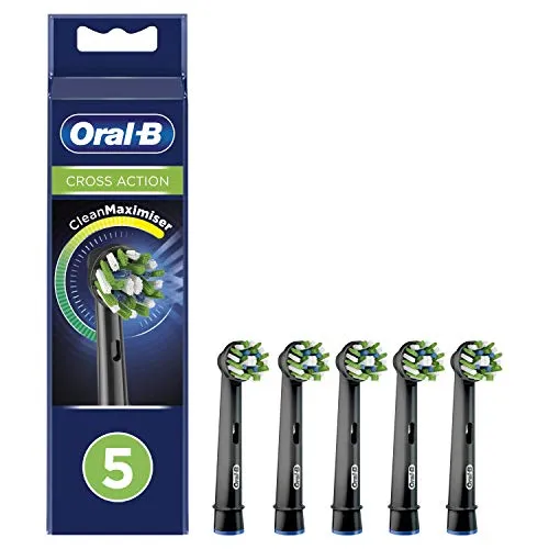 Oral-B Cross Action Black Bürstenköpfe - 5er Pack - Austausch-Bürstenköpfe für elektrische Zahnbürsten, optimierte Reinigung durch Cross Action Technologie, ideal für strahlendes Lächeln