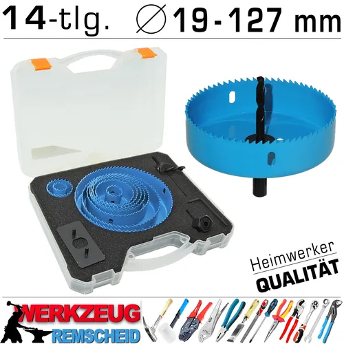 14-tlg Lochsäge Kreisschneider Set Dosen Bohrer Kreissäge Bohrkrone Ø 19 - 127mm