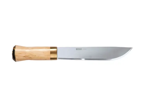 Helle LAPPLAND 70 Jagdmesser - Hochwertiges Taschenmesser aus 12C27 Sandvikstahl mit elegantem Birkenholzgriff und Lederscheide – ideal für Outdoor-Enthusiasten und Jäger.
