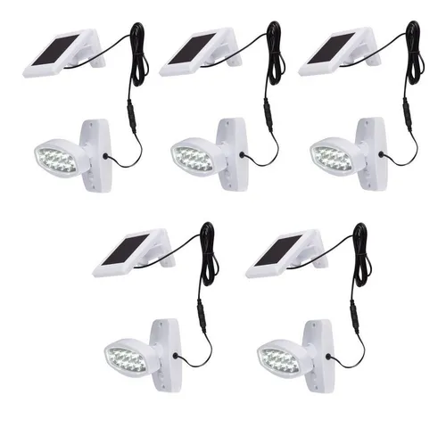 GLOBO LIGHTING LED Wandstrahler, LED-Leuchtmittel fest verbaut, Kaltweiß, Tageslichtweiß, 5er Set LED Solar Außen Leuchte Lampe Bewegungsmelder Wand Strahler