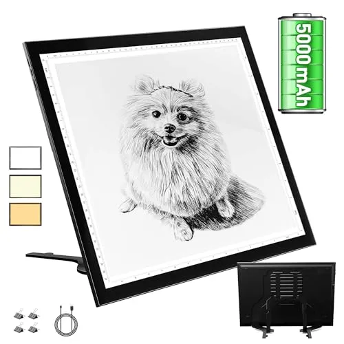 WELZK Wiederaufladbares Lichtpad A3 Eingebaute 5000mAh Batterie und Ständer