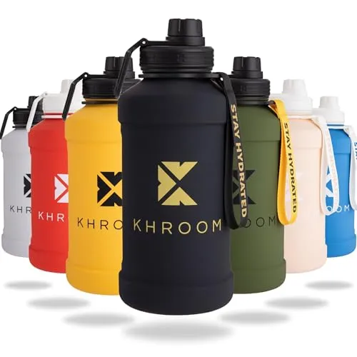 Khroom Edelstahl Trinkflasche 2,2L XXL - Trinkflasche für Sport und Outdoor, bruchsicher, auslaufsicher und BPA-frei – perfekt für Fitness und Kohlensäure geeignet.