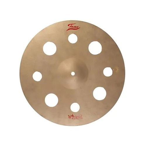 Fame Wizard 16 Zoll Thin Trash Crash Becken, Handgehämmert, B20 Bronze, Sandgestrahlt, Dunkler Vintage Sound, Kurzes Sustain, Ideal für Studio und Bühne