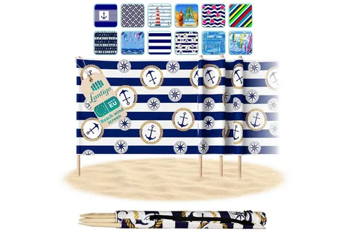 Lantigo Windschutz Sichtschutz Sonnenschutz Strandparavent – Faltbarer 4 m Sonnenschutz für Strand, Camping & Garten