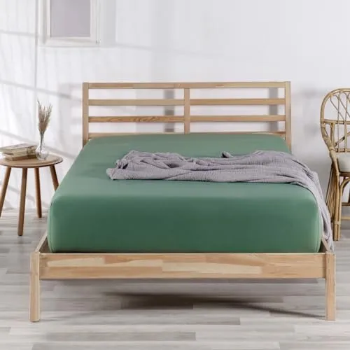 Nordqueen Spannbettlaken Baumwolle 100% Spannbetttücher Bettlaken Jersey, Matratzenhöhe bis 25 cm, (Grün, 90X200 cm)