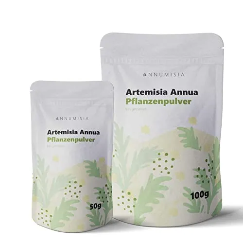 ANNUMISIA® Artemisia Annua Blattpulver - Reines Beifußpulver für Naturkosmetik - Tees - Hochwertiges Artemisia Annua Pulver ohne Stängel, enthält Artemisinin und ist perfekt für die Verwendung in Naturkosmetik. Verfügbar in 50 g oder 100 g, aus kontrolliertem Bio-Anbau.
