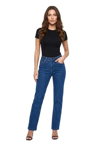 ESRA Damen Jeanshose Straight-Fit G200 - Damen-Jeanshosen mit hohem Stretch-Anteil für optimalen Tragekomfort. Umweltfreundlich produziert in der Türkei und in Übergrößen erhältlich.