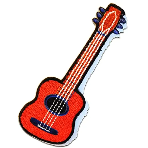 Catch the Patch Gitarre - (Größe: 10 x 3,8 cm) Aufnäher, Bügelbilder, Aufbügler, Applikationen, Patches, Sticker zum Aufbügeln oder Aufnähen – für Kleidung, Taschen, Jacken