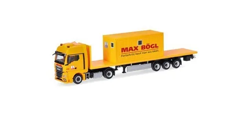 Herpa 318556 - 1/87 MAN TGX GX Flachbett-Sattelzug mit Bürocontainer