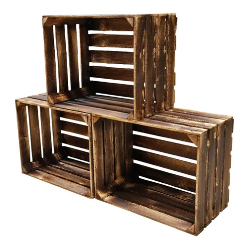 Obstkisten Geflammt Dunkel 50 x 40 x 30cm von Teramico