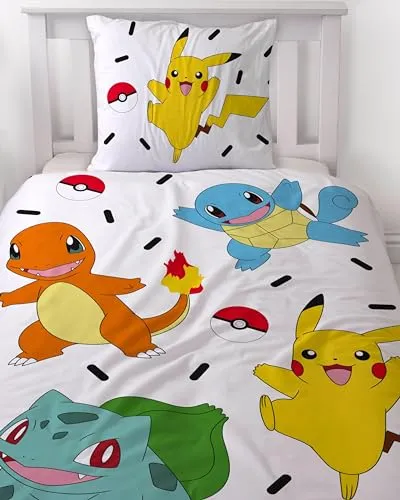 Kuschelige Pokemon Pikachu Bettwäsche 135x200 Flanell - Bettwaren-Set für Kinder mit süßem Pikachu Design, aus 100% Baumwolle in flauschiger Flanell-Qualität – perfekt für kalte Winternächte.