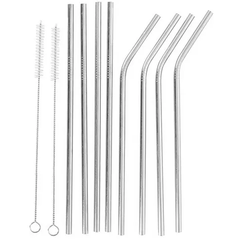 Edelstahl Strohhalme Öko-Strohhalme-Set aus Edelstahl, inkl.Bürste 8 x