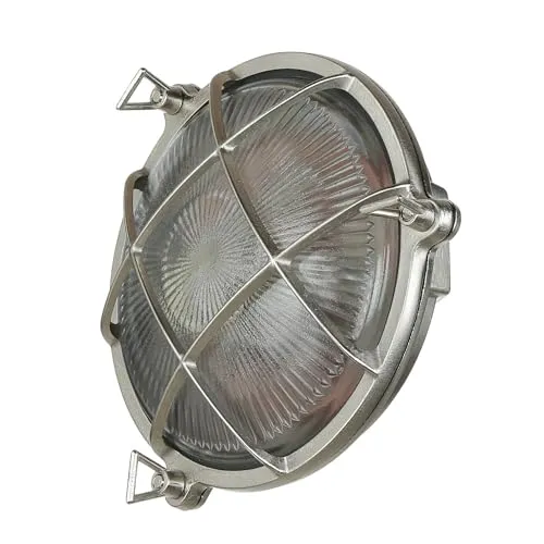 Licht-Erlebnisse Wandlampe Außen Nickel Echt-Messing IP64 - Maritime Außenwandlampe aus massivem Messing im Bullaugen-Stil, ideal für Treppen und Eingangsbereiche. Wetterfest und rostfrei, schützt zuverlässig vor Spritzwasser und Staub.