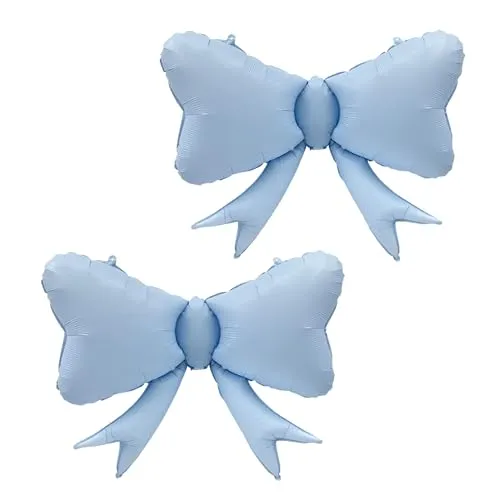 Sanu Belle Große Schleifen Luftballons 2 Stück Blau 31 Zoll Folienballon Schleifen deko geburtstag für Party,Valentinstag,Hochzeit,Verlobung,Muttertag,Geburtstagsdeko 204001