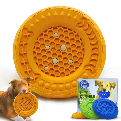 AHYDFSR Hundespielzeug, Kauspielzeug Hund Fast Unzerstörbar, Große Hunde Naturkautschuk Kauspielzeug, Interaktives kauknochen Hunde Spielzeug, Für Große Mittelgroße Hunde und Welpen, Orange Farbe