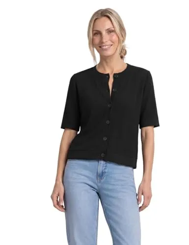 Street One Damen Kurzarm Jacke im Strick-Look - Stylische Kurzarm Jacke im Cardigan-Look mit Rundhalsausschnitt und durchgehender Knopfleiste. Ideal für den Alltag, aus einem angenehmen Viskosemix gefertigt.