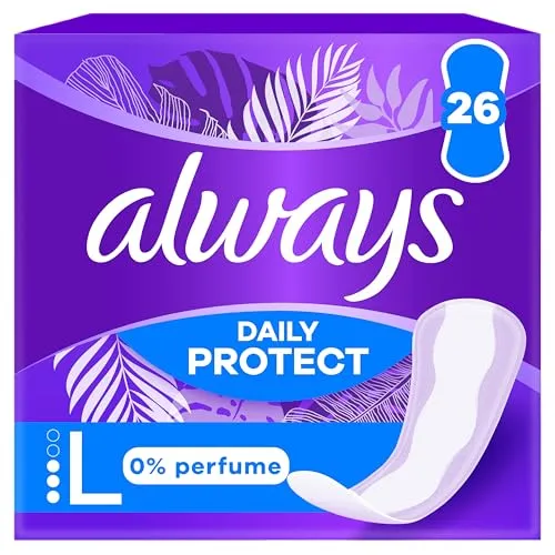 Always Daily Protect, lang, 26 Slipeinlagen für Damen, ideal für Weißverlust, optimaler Schutz und ohne Duft