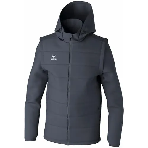 Erima Unisex TEAM Jacke mit abnehmbaren Ärmeln, slate grey, 3XL - Funktionsjacke mit leicht wattiertem Material, abnehmbaren Ärmeln und gefütterter Kapuze – perfekt für wechselhaftes Wetter und sportliche Aktivitäten.