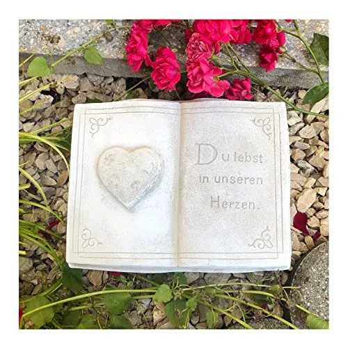 Radami Gartenfigur Buch mit 3D Herz von Radami