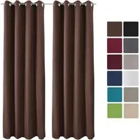 Beautissu 2er Set Thermovorhang Gardine 140x245 cm Braun - Schiebevorhänge mit isolierender Thermo-Funktion, die Kälte und Wärme regulieren. Ideal für ein angenehmes Raumklima und verdunkelnd für Wohnzimmer oder Schlafzimmer.