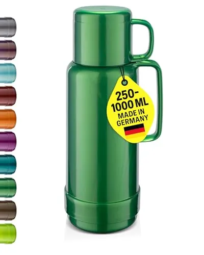 ROTPUNKT Thermoflasche 1,0 Liter mit Glaseinsatz - Hochwertige Thermoflasche mit doppelwandigem Glaseinsatz, hält Getränke 24 Std. warm oder kalt – ideal für unterwegs oder zu Hause.