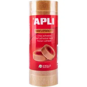 APLI Klebeband 12490, 19mm x 33m, transparent, Kern-Ø 26mm, 8 Stück