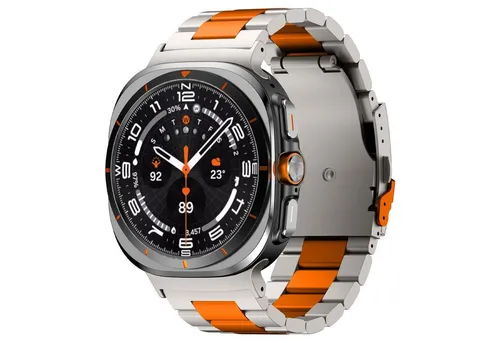 Metall Armband für Samsung Galaxy Watch Ultra 47mm - Orange - Smartwatch Zubehör mit hochwertigem Titanlegierungsmaterial, wasser- und schweißfest. Das elegante Design bietet Komfort und Anpassbarkeit für den perfekten Sitz.