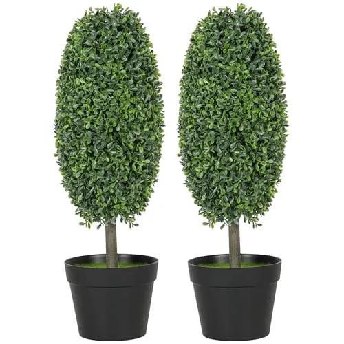 Künstliche Buchsbaum 2er-Set - Olivenform 60 cm - Kunstpflanzen für stilvolle Dekoration, pflegeleicht und ideal für jeden Anlass, Höhe: 60 cm, perfekt für Innenräume.
