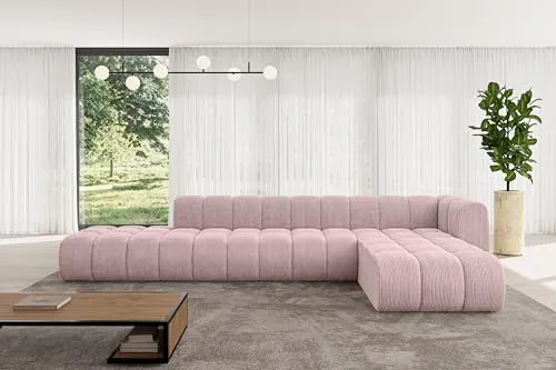 ALTDECOR Modulares Sofa Ecksofa in L-Form Corner modular Sofa Eckcouch Couch Wohnlandschaft Cauchsofa Bodensofa Polstersofa Zuvon-L2-387x177x70 cm Rosa