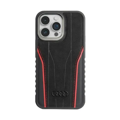 Audi AU-TPUPCMIP14PM-R8/D3-RD Genuine Leather MagSafe Case für iPhone 14 Pro, Rot - Taschen & Schutzhüllen, edle Echtleder-Hülle mit MagSafe für optimalen Schutz und Stil.