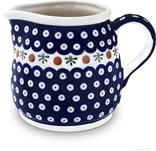 Original Bunzlauer Keramik Krug 1,2 Liter - Handgefertigter Geschirr-Krug aus hochqualitativer Steinzeugkeramik im niedlichen Blümchendekor, hitzebeständig und spülmaschinenfest – ideal für stilvolles Servieren von Getränken.