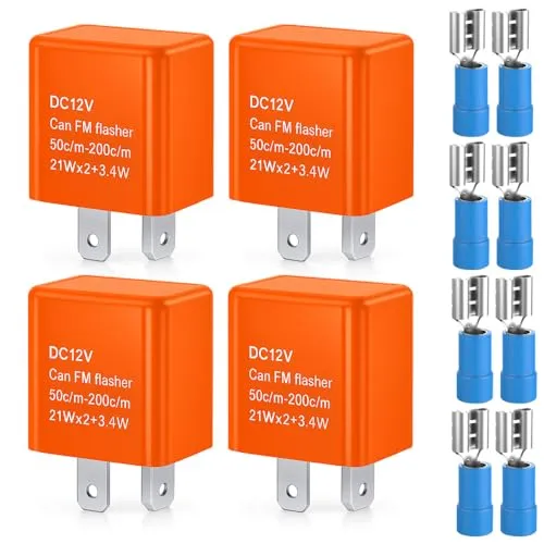 Gebildet 4 Stück 12V 2-poliges Blinkrelais - Relais für Auto und Motorrad, einstellbare Blinkgeschwindigkeit von 50c/m bis 200c/m, löst LED-Blinkprobleme und ist wasserdicht.