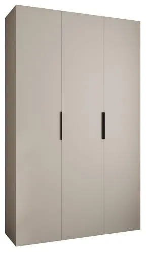 MEBLE KRYSPOL Como 4 Schrank mit 3 Türen - Kleiderschrank - Garderobe - Aufbewahrungsschrank für Schlafzimmer, Jugendzimmer, Kinderzimmer - 245,5x150x50cm - Kaschmir, Schwarz