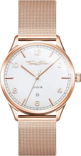 Thomas Sabo WA0341-265-202 Armbanduhr - Elegante Herrenuhr aus Edelstahl in Roségold, mit flachem Gehäuse, Datumsanzeige und einem flexiblen Milanaise-Armband für vielseitigen Stil. Ideal für Alltag und besondere Anlässe!